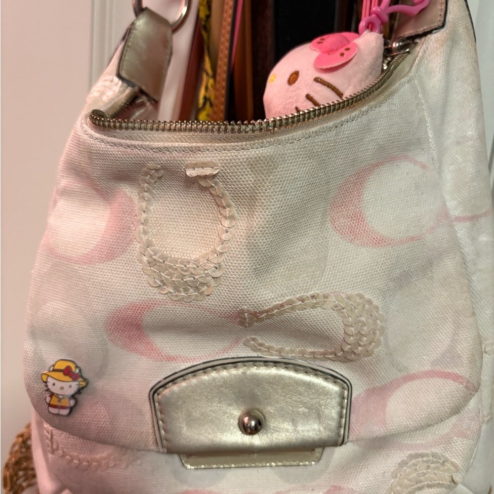 Coach Cream and Pink Shoulder Bag